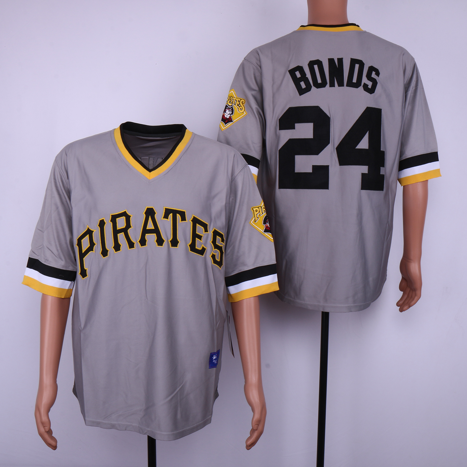 Men Pittsburgh Pirates #24 Bonds Grey MLB Jerseys->pittsburgh pirates->MLB Jersey